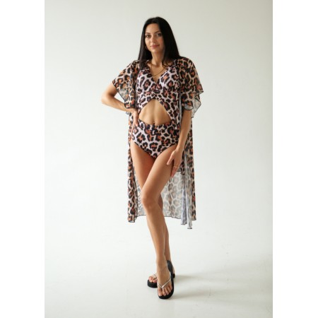 103-4 Накидка-халат пляжная миди ODS Леопард